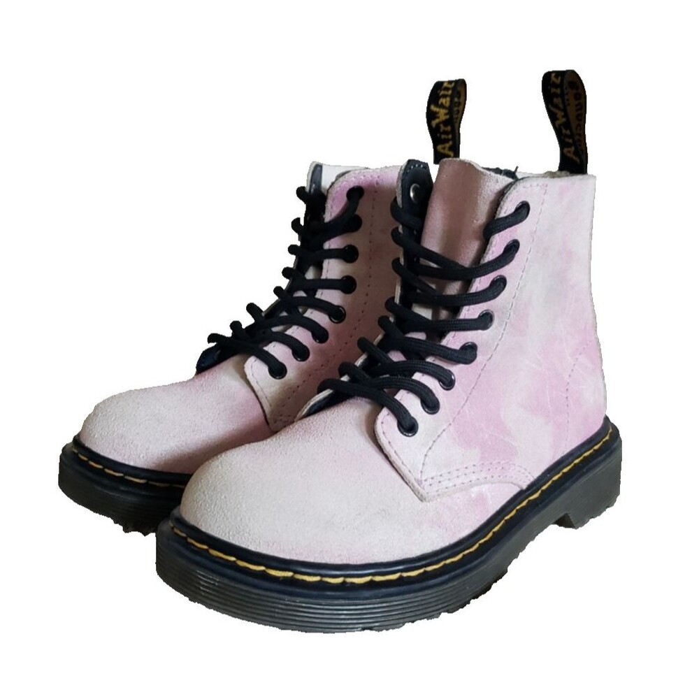 Dr. Martens 1460 Pascal J Boots Kids Size 12 Pink Suede Tie Dye Combat Zip Fairy